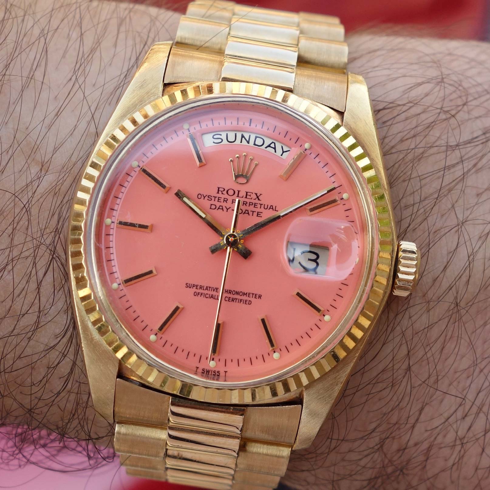 rolex day date pink dial